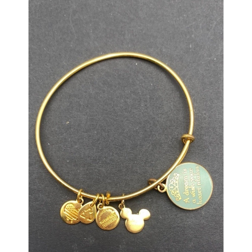 Alex & Ani Disney A Dream Is A Wish Your Heart Makes Gold Tone Bangle Bracelet